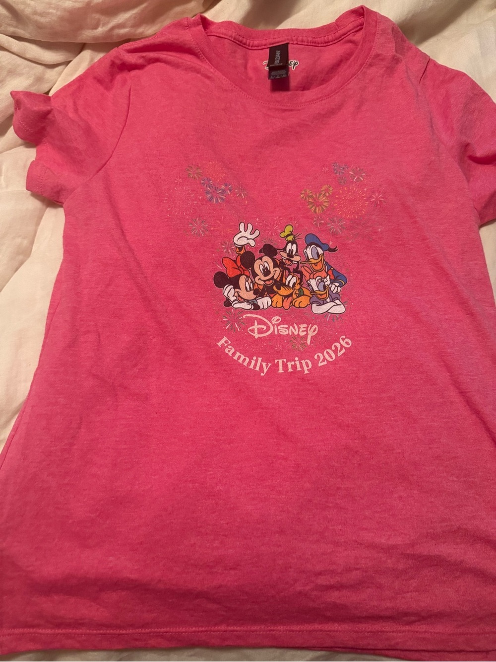 Disney Bright Pink Short Sleeve Tee with Classic Characters 2026 family trip